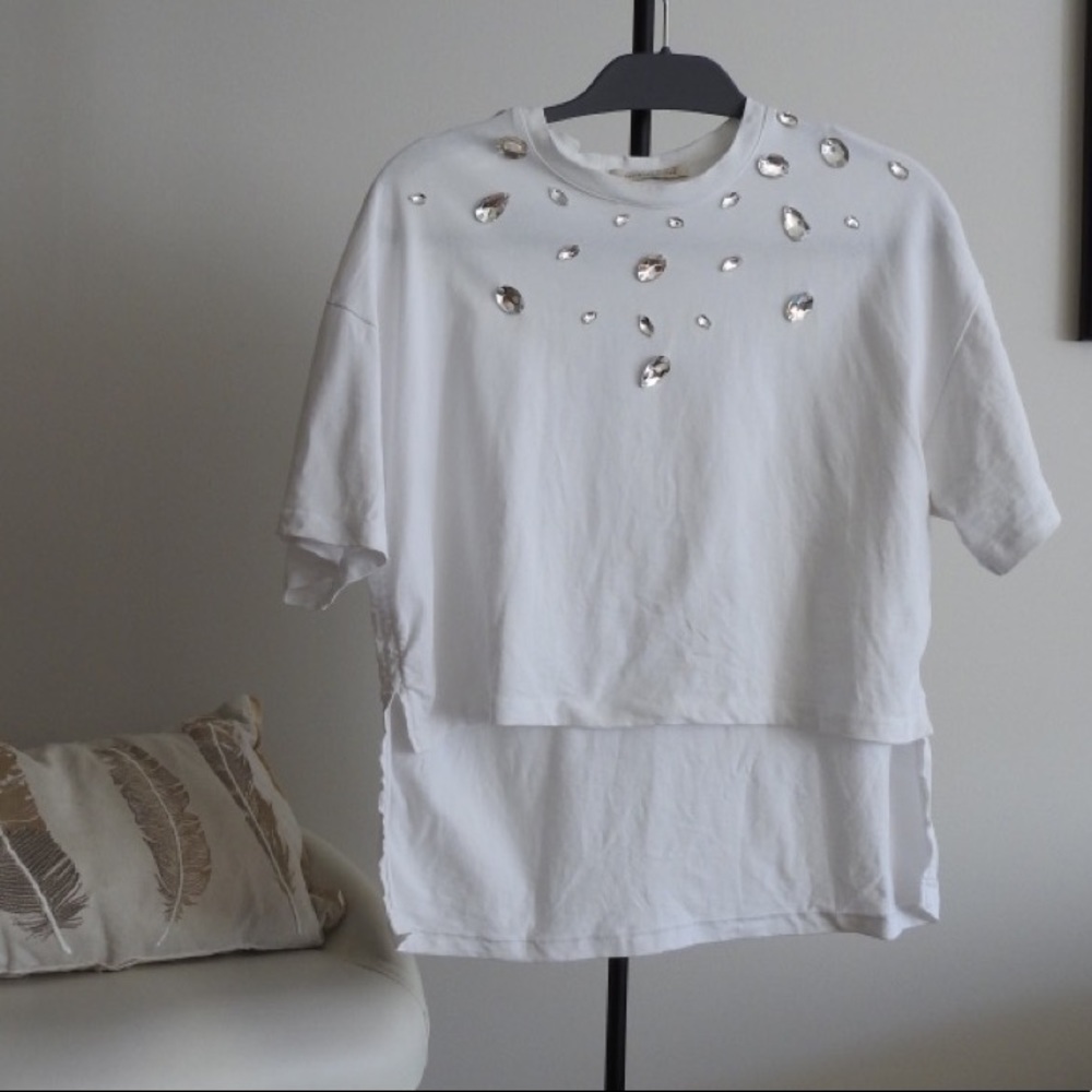 CHRISTOPHER KANE Crystal-embellished Cotton Jersey White SIZE S